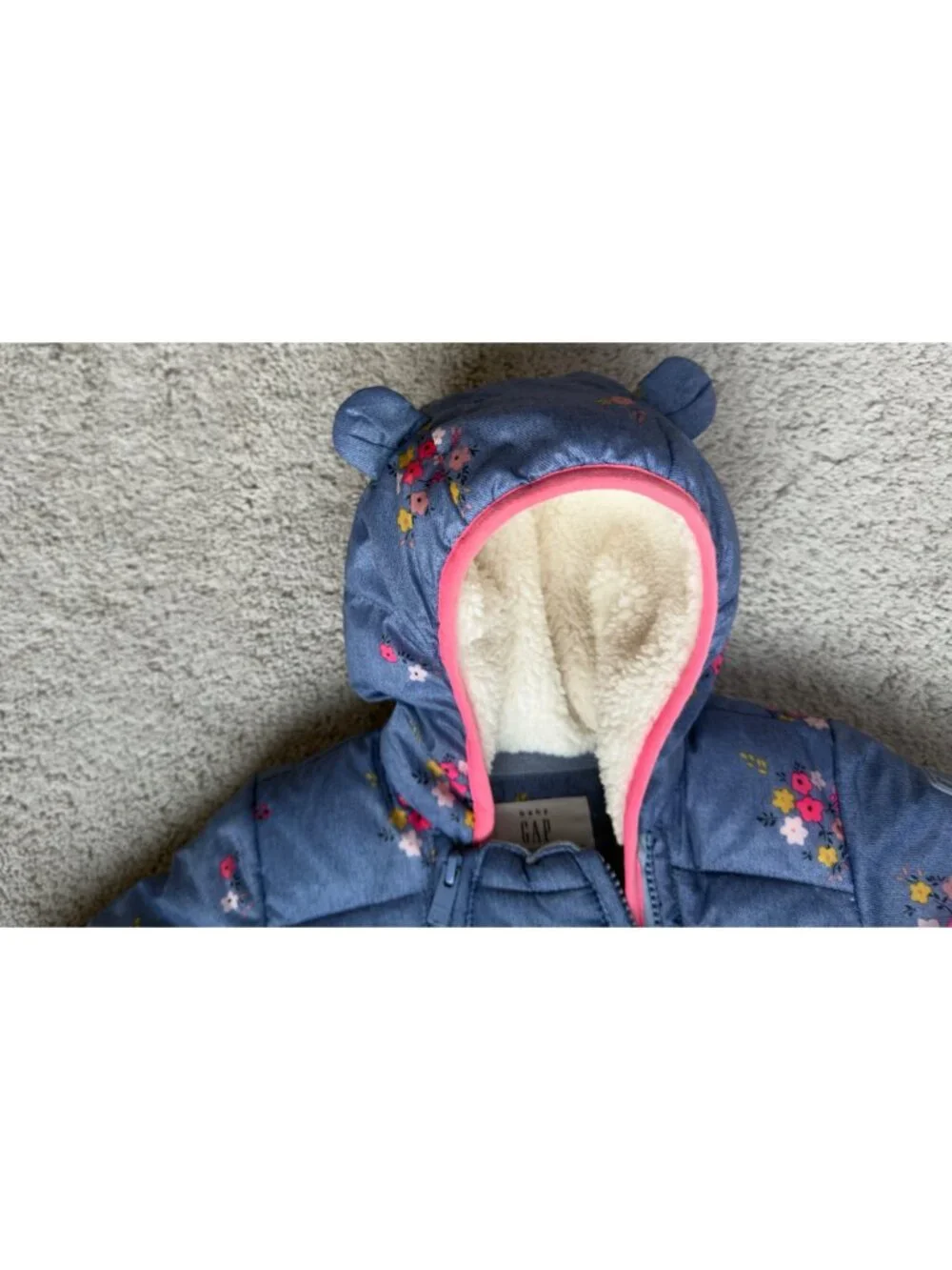 Baby Gap Girls Size 6-12 Months Infant Floral Bunting Fleece Lined Snow Suit
